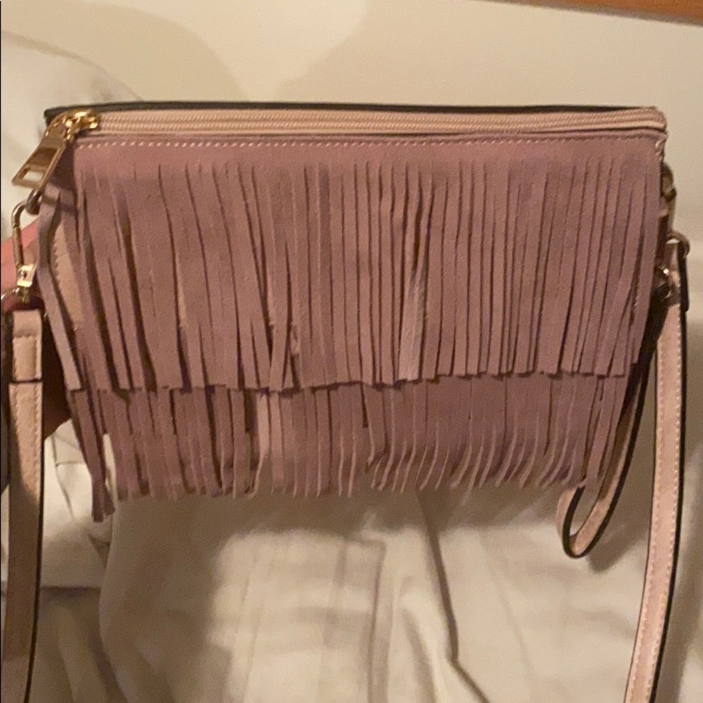 Fringe mauve/pink purse
